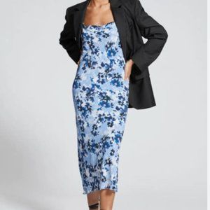 & Other Stories Floral Print Cowel Neck Slip Dress